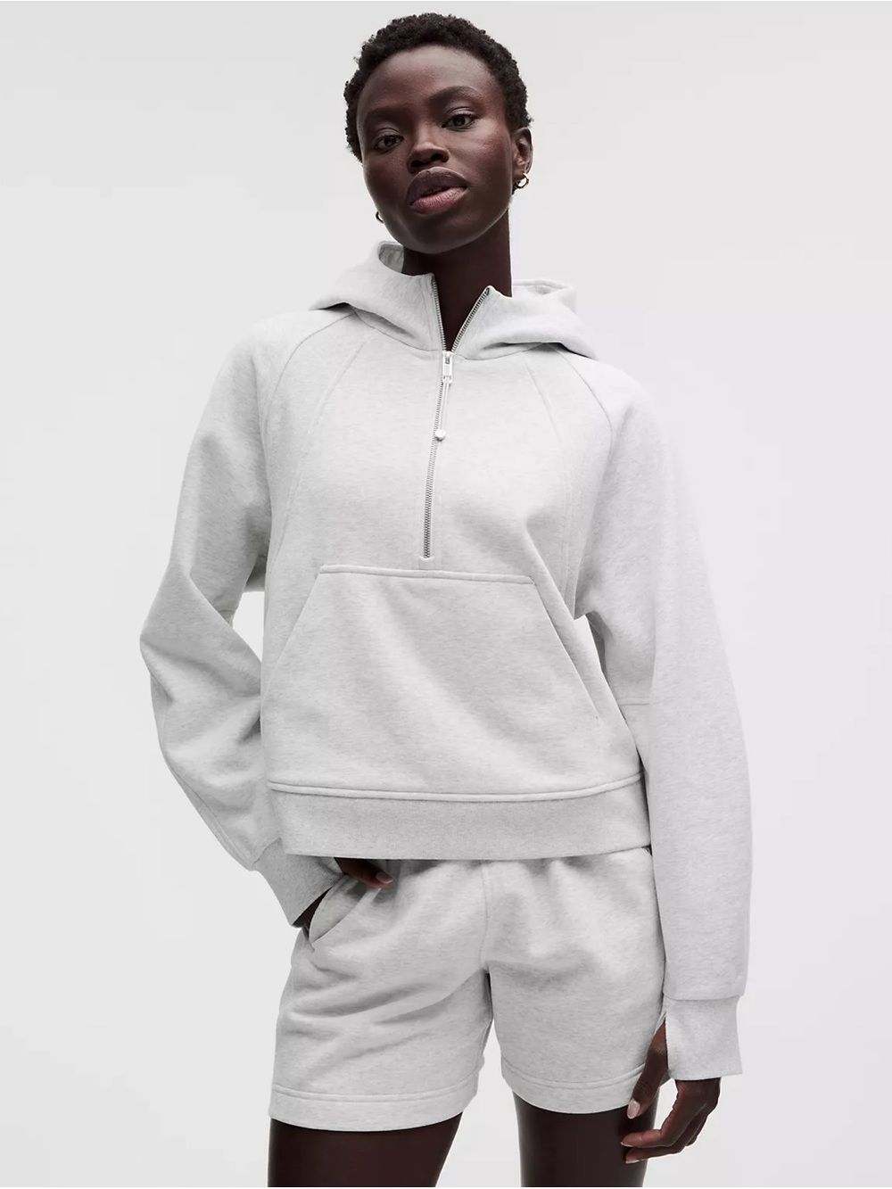 Lululemon Scuba Evolve Oversized Half-Zip Hoodie | M (Heathered light grey)
